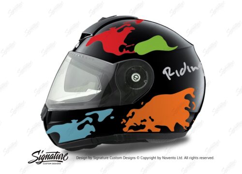 HEL 1786 Schuberth C3 Pro Black The World OrangeLight BlueRedGreenPurple 01