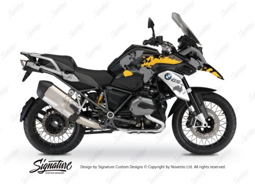 BKIT 2761 BMW R1200GS LC Triple Black The Globe Yellow Grey Stickers Kit 01 1