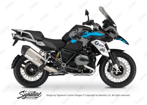 BKIT 2762 BMW R1200GS LC Triple Black The Globe Blue Grey Stickers Kit 01 1