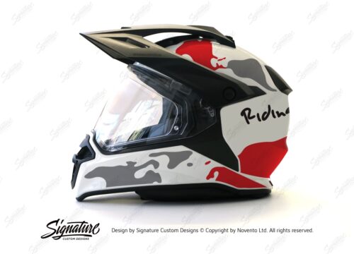 HEL 2634 BMW Enduro 2015 Helmet White The Globe Red Grey Stickers Kit 01 1