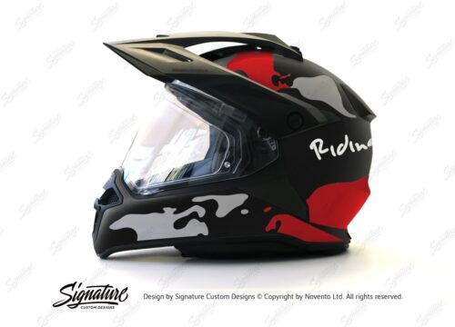 HEL 2787 BMW Enduro 2015 Helmet Black Matte The Globe Red Grey Stickers Kit 01 1