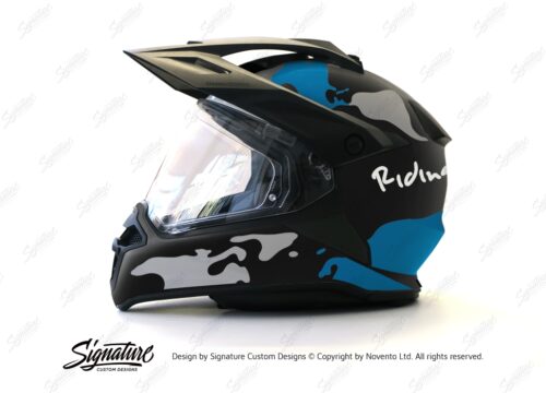 HEL 2788 BMW Enduro 2015 Helmet Black Matte The Globe Blue Grey Stickers Kit 01 1