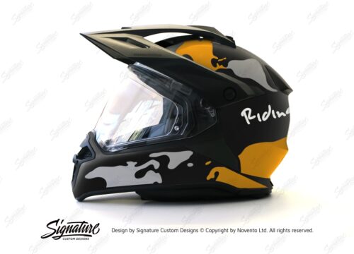 HEL 2789 BMW Enduro 2015 Helmet Black Matte The Globe Yellow Grey Stickers Kit 01 1