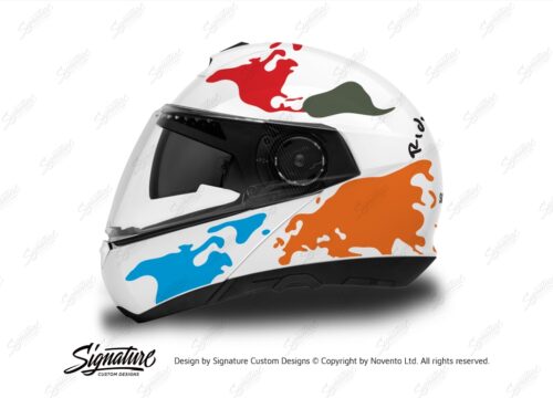 HEL 2841 Schuberth C4 White Helmet The Globe Series Multi Colour Stickers Kit 01 1