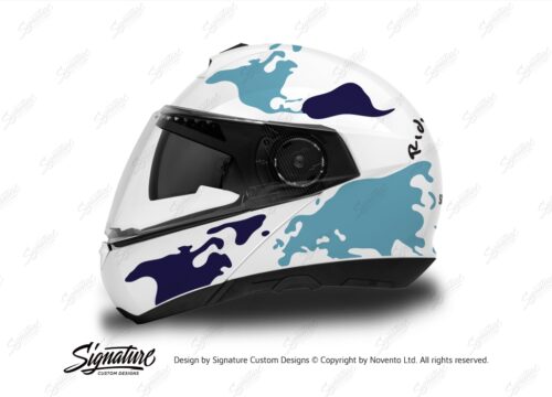 HEL 2842 Schuberth C4 White Helmet The Globe Series Blue Variations Stickers Kit 01 1