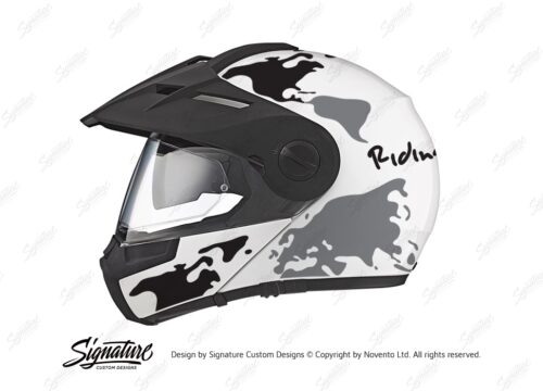 HEL 2993 Schuberth E1 White The Globe Series Black Grey Stickers Kit 01 1