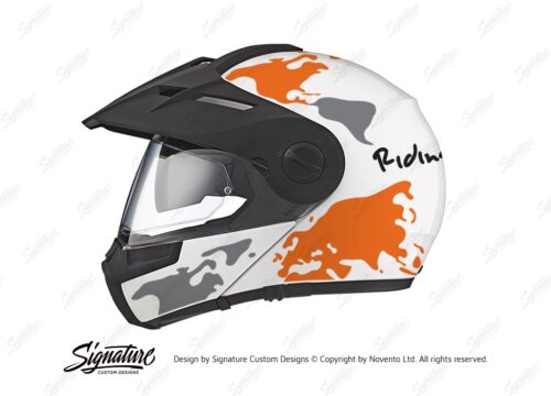 HEL 2994 Schuberth E1 White The Globe Series Orange Grey Stickers Kit 01 1