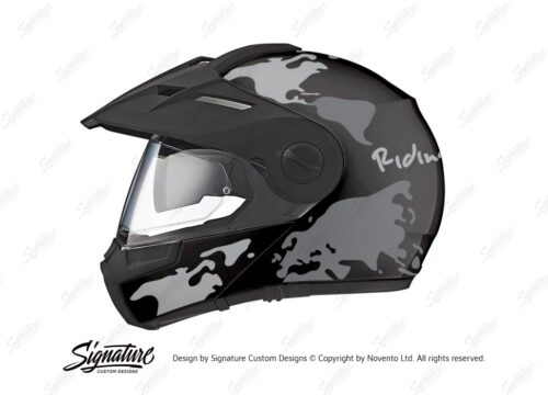 HEL 2996 Schuberth E1 Black The Globe Series Grey Variations Stickers Kit 01 1