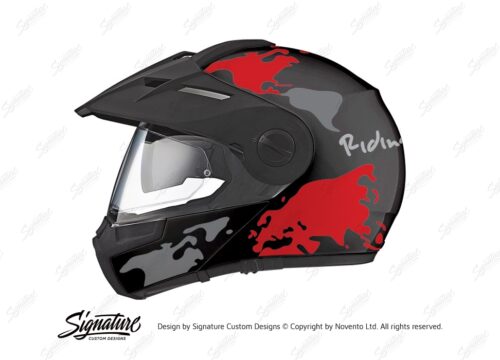 HEL 2997 Schuberth E1 Black The Globe Series Red Grey Stickers Kit 01 1