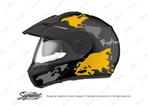 HEL 2998 Schuberth E1 Black The Globe Series Yellow Grey Stickers Kit 01 1