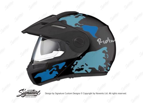 HEL 2999 Schuberth E1 Black The Globe Series Blue Variations Stickers Kit 01 1