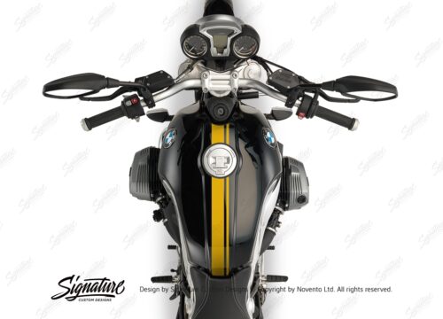 BKIT 3156 BMW RnineT Top Tank Double Line Stickers Kit Yellow Gloss 02