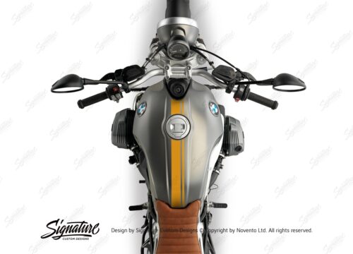 BKIT 3162 BMW RnineT Scrambler Top Tank Double Line Stickers Kit Saffron Yellow 02