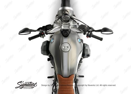 BKIT 3163 BMW RnineT Scrambler Top Tank Triple Line Stickers Kit Silver 02