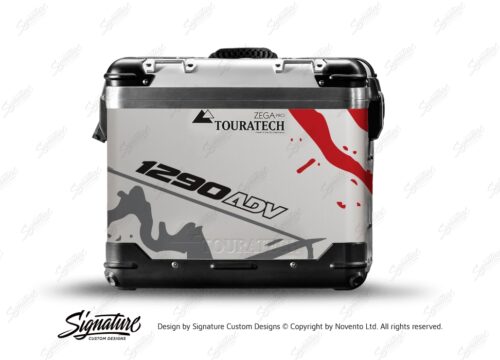 TSTI 3194 Touratech Zega Pro Aluminium Panniers Safari Series Grey Red Stickers Kit 1290ADV