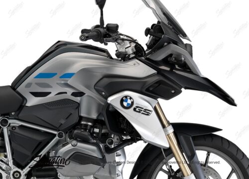 BSTI 3226 BMW R1200GS LC 2013 2016 Thunder Grey Metallic GS Lines Tank Stickers Blue Silver 02