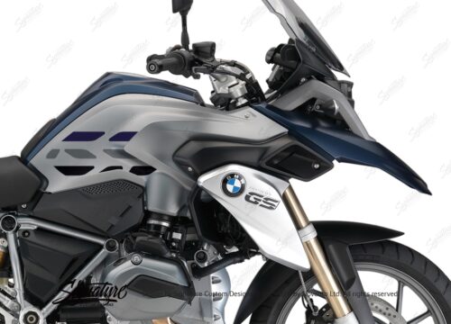 BSTI 3228 BMW R1200GS LC 2013 2016 Frozen Dark Blue GS Lines Tank Stickers Dark Blue Silver Black 02