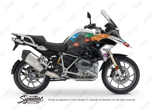 BKIT 3247 BMW R1200GS LC 2017 Alpine White The Globe Series Multicolour Stickers Kit 01