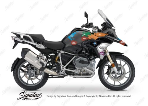 BKIT 3249 BMW R1200GS LC 2017 Black Storm Metallic The Globe Series Multicolour Stickers Kit 01