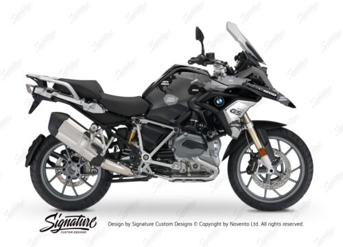 BKIT 3250 BMW R1200GS LC 2017 Black Storm Metallic The Globe Series Grey Variations Stickers Kit 01