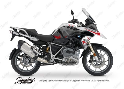 BKIT 3251 BMW R1200GS LC 2017 Alpine White Spike Series Red Grey Stickers Kit 01