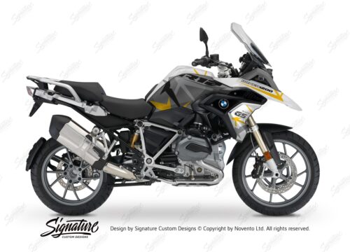 BKIT 3253 BMW R1200GS LC 2017 Alpine White Spike Series Yellow Grey Stickers Kit 01