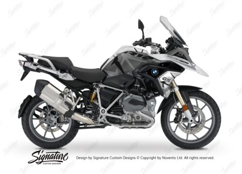 BKIT 3254 BMW R1200GS LC 2017 Alpine White Spike Series Black Grey Stickers Kit 01