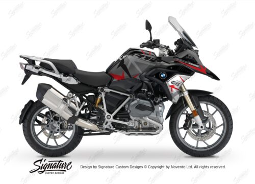 BKIT 3255 BMW R1200GS LC 2017 Black Storm Metallic Spike Series Red Grey Stickers Kit 01