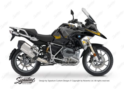 BKIT 3257 BMW R1200GS LC 2017 Black Storm Metallic Spike Series Yellow Grey Stickers Kit 01