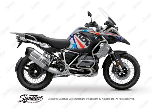 BKIT 3379 BMW R1250GS Adventure Ice Grey Spike Royal Blue Light Blue Fluo Red Stickers Kit 01