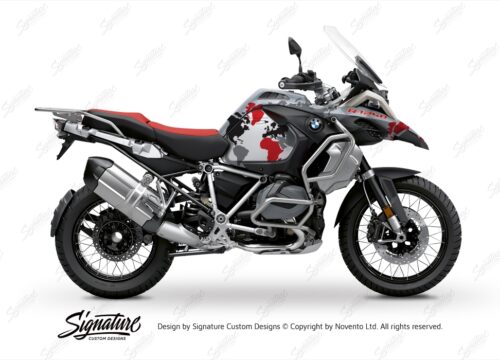 BKIT 3398 BMW R1250GS Adventure Ice Grey The Globe Red Grey Black Stickers Kit 01