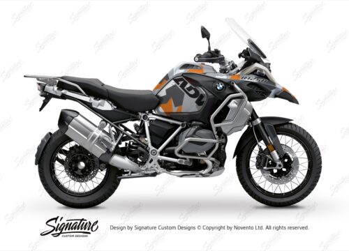 BKIT 3407 BMW R1250GS Adventure Ice Grey M90 Grey Orange Camo Full Wrap 01