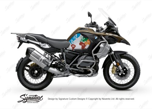 BKIT 3602 BMW R1250GS Adventure Style Exclusive The Globe Multicolour Side Tank Stickers Kit 01