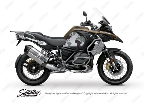 BKIT 3604 BMW R1250GS Adventure Style Exclusive The Globe Black Grey Side Tank Stickers Kit 01