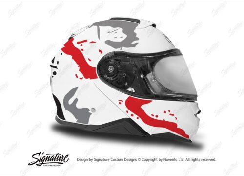 HEL 3644 Shoei Neotec II White Safari Series Red Grey Stickers Kit Right