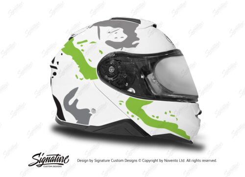 HEL 3646 Shoei Neotec II White Safari Series Toxic Green Grey Stickers Kit Right