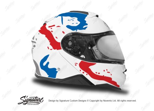 HEL 3647 Shoei Neotec II White Safari Series Red Blue Stickers Kit Right