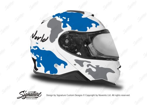 HEL 3650 Shoei Neotec II White The Globe Series Blue Grey Stickers Kit Right