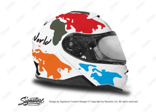 HEL 3653 Shoei Neotec II White The Globe Series Multicolour Stickers Kit Right