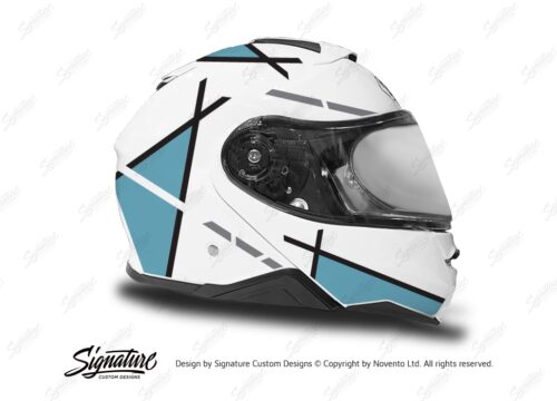 HEL 3658 Shoei Neotec II White Vector Series Light Blue Stickers Kit Right