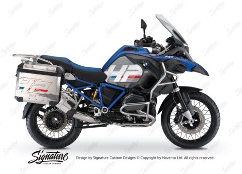 BKIT 3675 BMW R1200GS LC Adventure Racing Blue HP Edition Side Tank Fender Stickers with Full Frame Panniers Blue 01