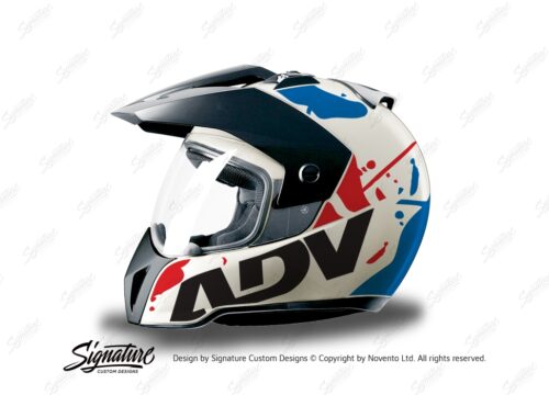 HEL 3705 BMW Enduro 2010 Helmet White Safari Red Blue Stickers Kit Left