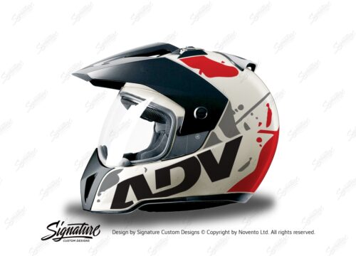 HEL 3706 BMW Enduro 2010 Helmet White Safari Red Grey Stickers Kit Left