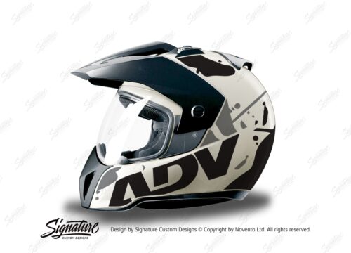 HEL 3708 BMW Enduro 2010 Helmet White Safari Black Grey Stickers Kit Left