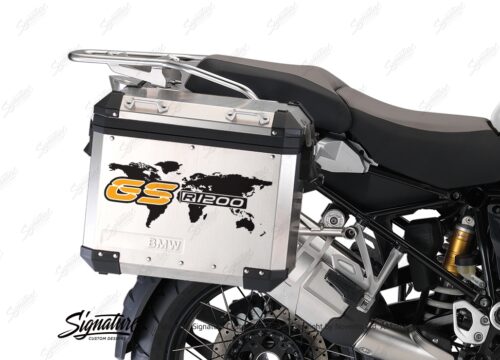 BSTI 1089 BMW GS Alluminium Panniers The World GS R1200 Stickers Saffron Yellow 02