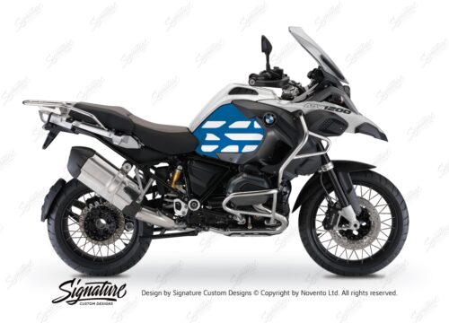 BSTI 3766 BMW R1200GS LC Adventure Alpine White Side Tank Wrap with GS Lines Stickers Cobalt Blue 01