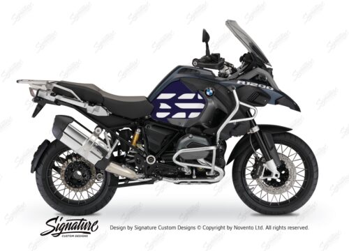 BSTI 3771 BMW R1200GS LC Adventure Ocean Blue Metallic Matte Side Tank Wrap with GS Lines Stickers Dark Blue Metallic Matte 01