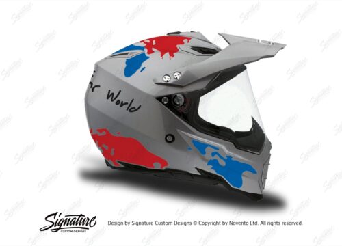 HEL 3735 AGV AX 8 DUAL Helmet Titanium The Globe Blue Red Stickers Kit Right