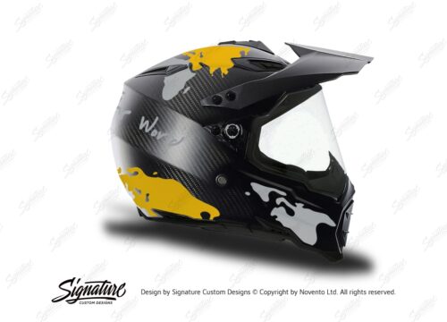 HEL 3741 AGV AX 8 DUAL Helmet Carbon The Globe Yellow Silver Stickers Kit Right