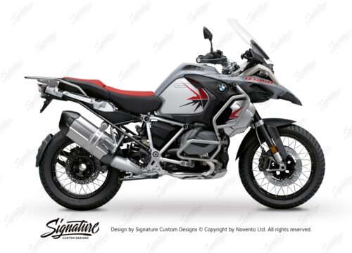 BKIT 3767 BMW R1250GS Adventure Ice Grey Spike V2 Red Black Stickers Kit 01